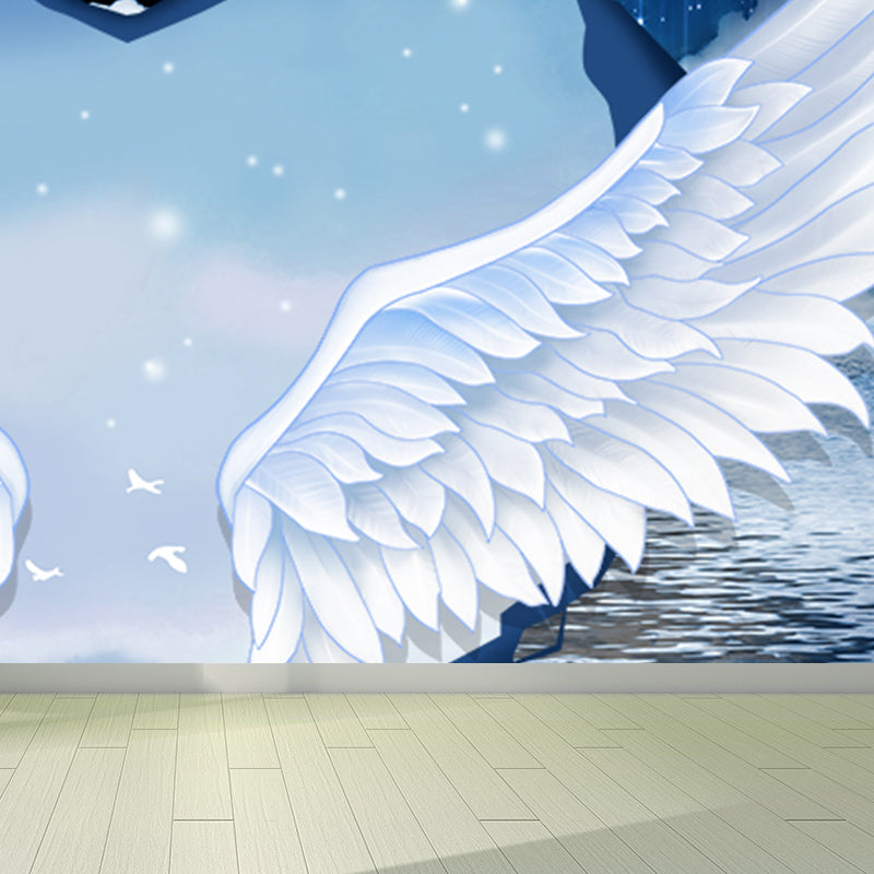 Large Bird Wing Mural Wallpaper Modern Natural Animals Wall Decor in Pastel Color