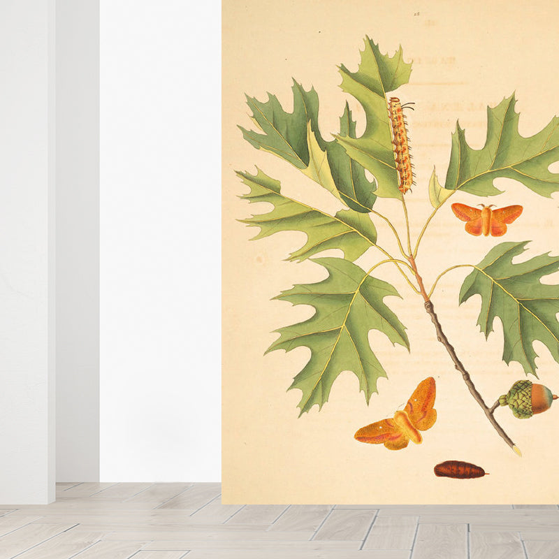 Giant Contemporary Wall Mural in Beige Tree Branch Wall Covering, Custom Printed