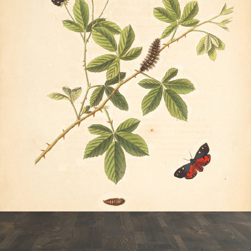 Giant Contemporary Wall Mural in Beige Tree Branch Wall Covering, Custom Printed