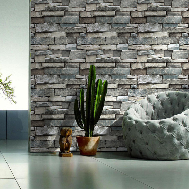 Dark Grey Industrial Style Wallpaper 29.1-sq ft Brick Wall Art for Kitchen, Stick On