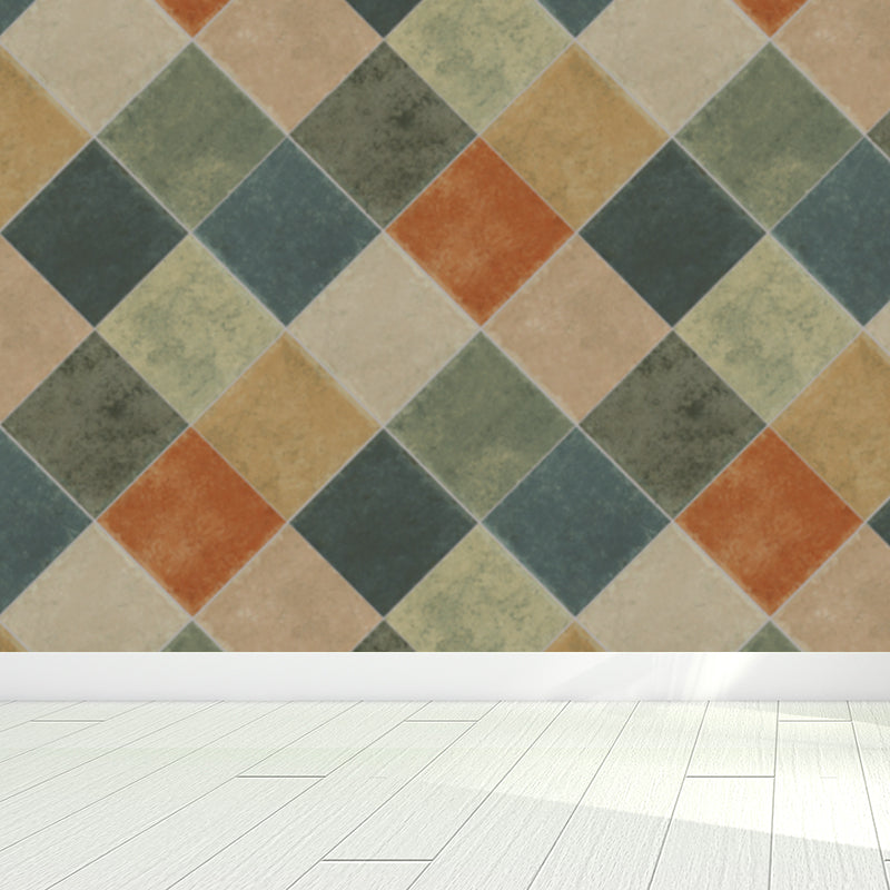 Contemporary Diamond Pattern Mural Decal Light Color Dining Room Wall Art, Personalized