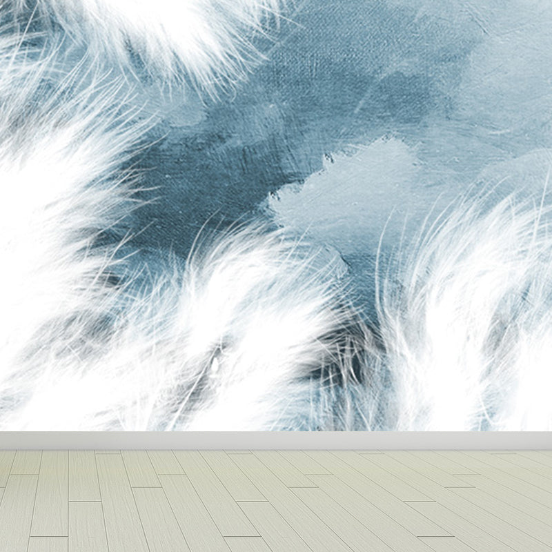 Huge Bird Feather Mural for Bedroom Animals Wall Art in Light Color, Stain Resistant