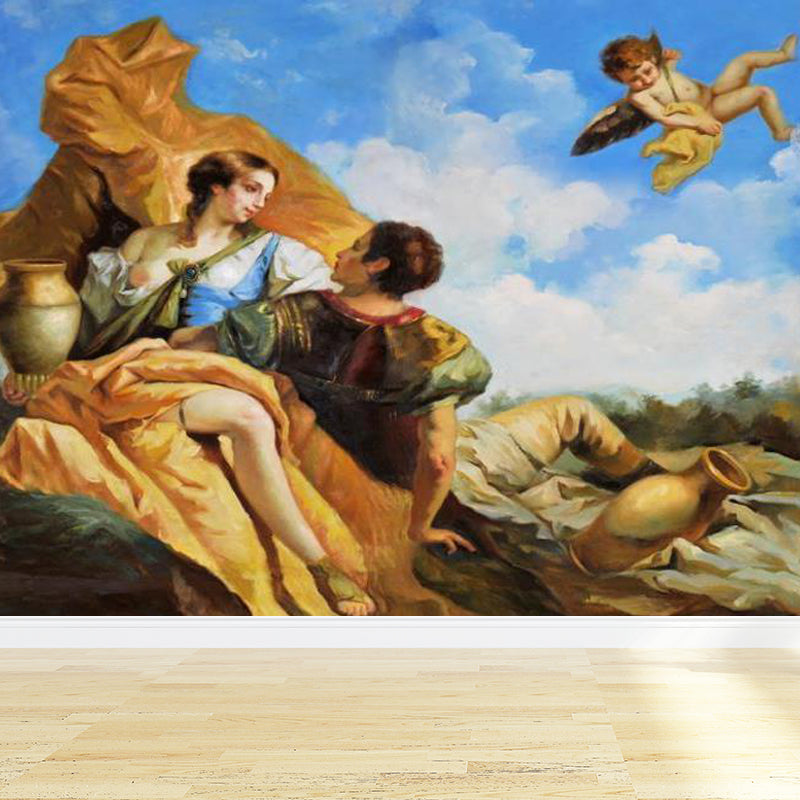 Classic Religion Wallpaper Mural Brown Moisture Resistant Wall Art for House Interior