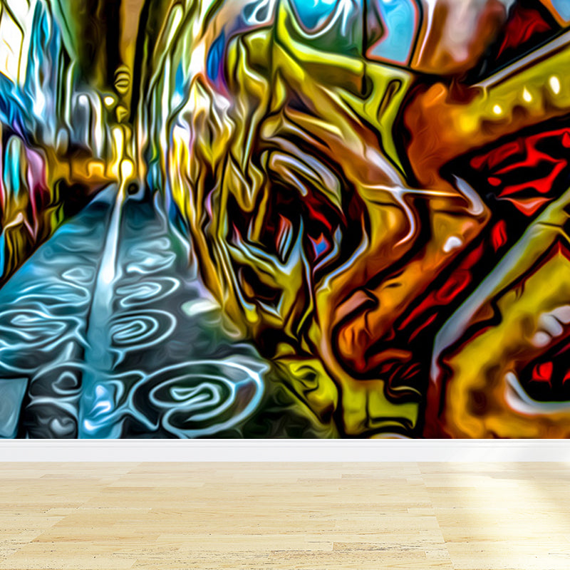 Abstract Graffiti Wall Paper Mural Contemporary Non-Woven Cloth Wall Art for Boys Bedroom