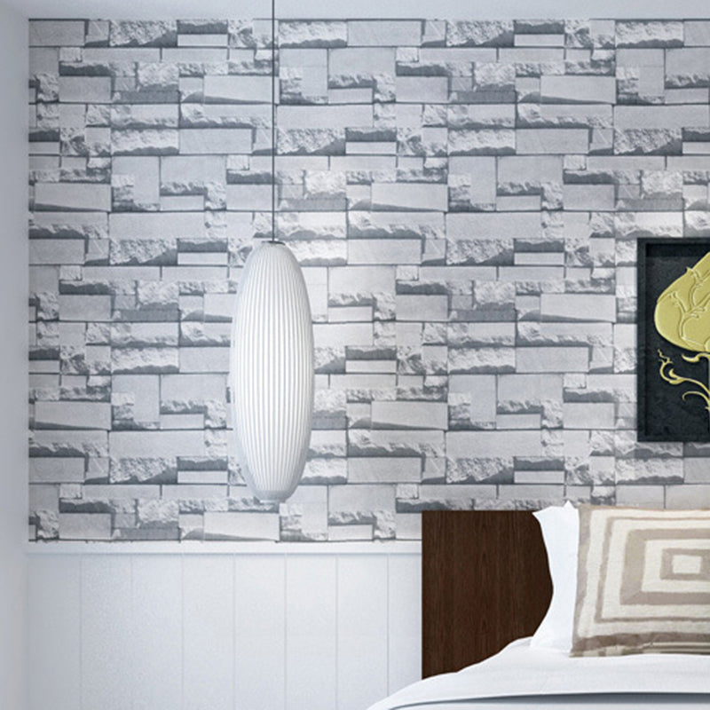 Rust 3D Look Brick Wallpaper Roll Pastel Color Moisture Resistant Wall Art for Room