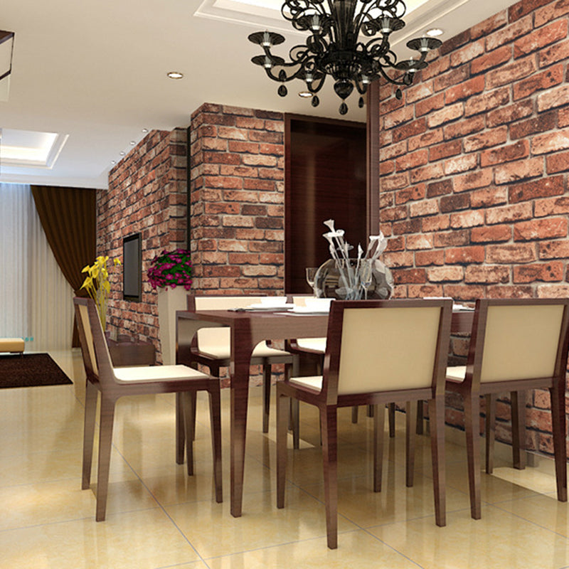 Moisture Resistant Brick Wallpaper Roll PVC Steampunk Wall Decor for Living Room