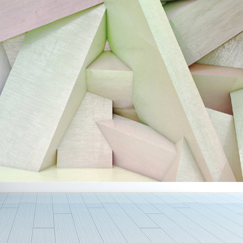 Extra Large Geometric Wall Mural Soft Color Non-Woven Wall Decor for Girls Bedroom, Custom