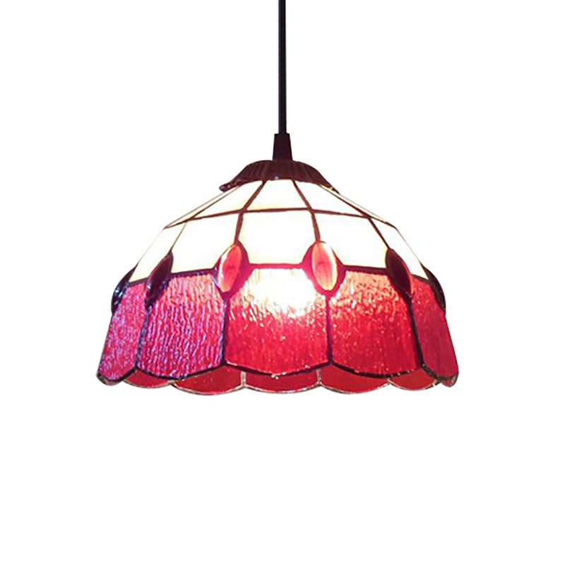 Buntglas Perlen-Drop-Lampe Tiffany-Stil 1 Kopf rosa/grüner Anhänger Beleuchtung für die Halle