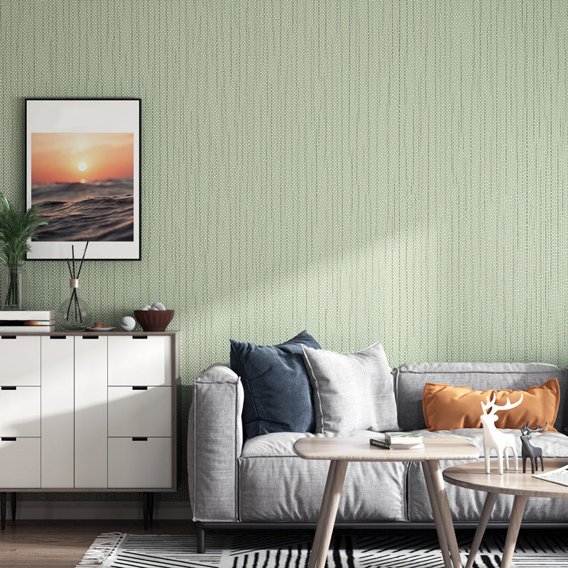 Stripe Plain Wallpaper Roll Nordic Textured Wall Art in Pastel Color for Family Room