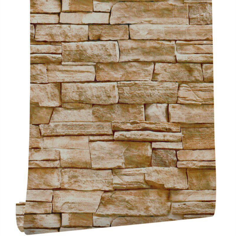 Brown Brick Self-Adhesive Wallpaper Easy Peel off Industrial Kitchen Wall Covering