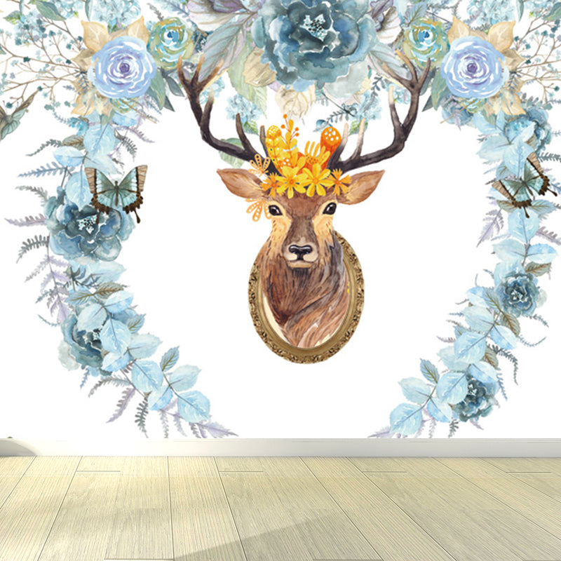 Stain Resistant Reindeer Mural Non-Woven Texture Modern Wall Decor for Girls Room