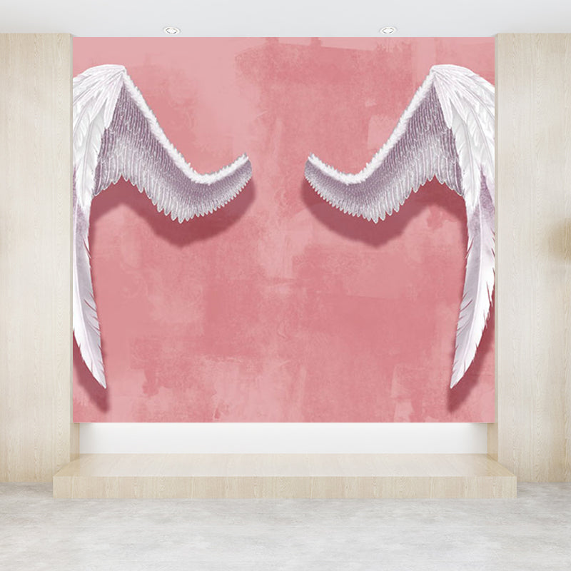 Huge Wing Mural Wallpaper Moisture Resistant Modern Girls Bedroom Wall Art in Pastel Color