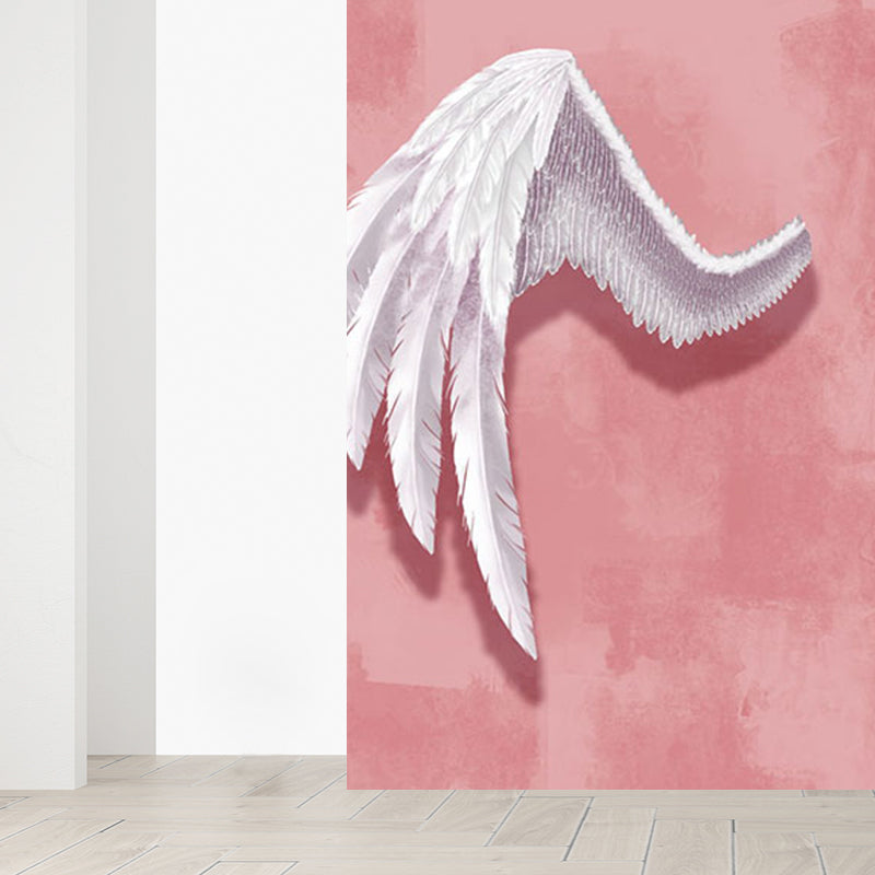 Huge Wing Mural Wallpaper Moisture Resistant Modern Girls Bedroom Wall Art in Pastel Color