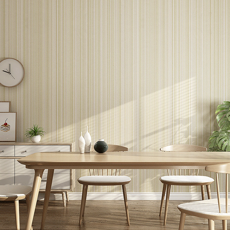 Minimal Ticking Striped Plain Wallpaper Soft Color Stain Resistant Wall Decor for Kitchen