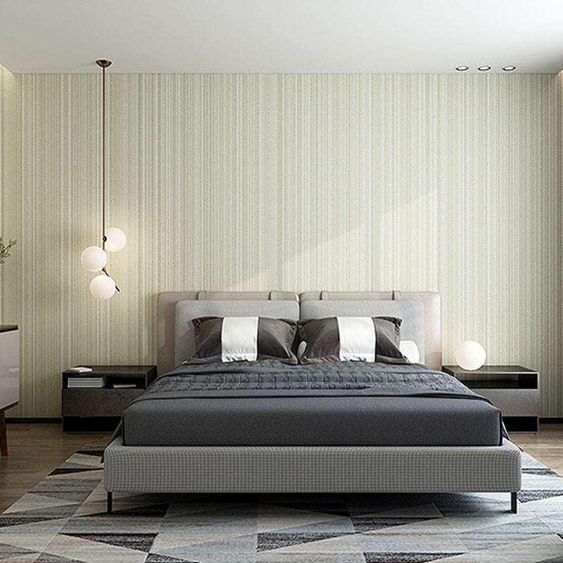 Minimal Ticking Striped Plain Wallpaper Soft Color Stain Resistant Wall Decor for Kitchen