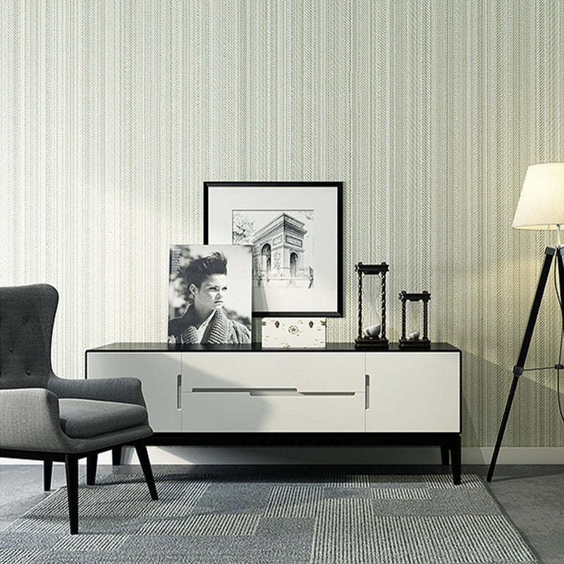 Minimal Ticking Striped Plain Wallpaper Soft Color Stain Resistant Wall Decor for Kitchen