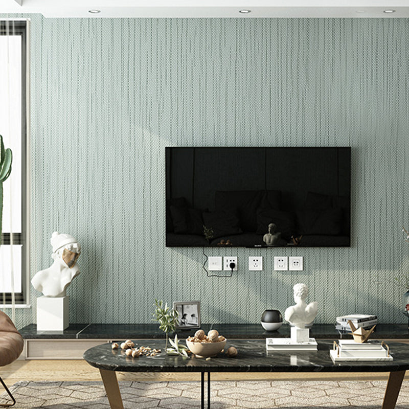 Modern Aesthetics Solid Wallpaper Light Color Ticking Striped Wall Decor for Bedroom