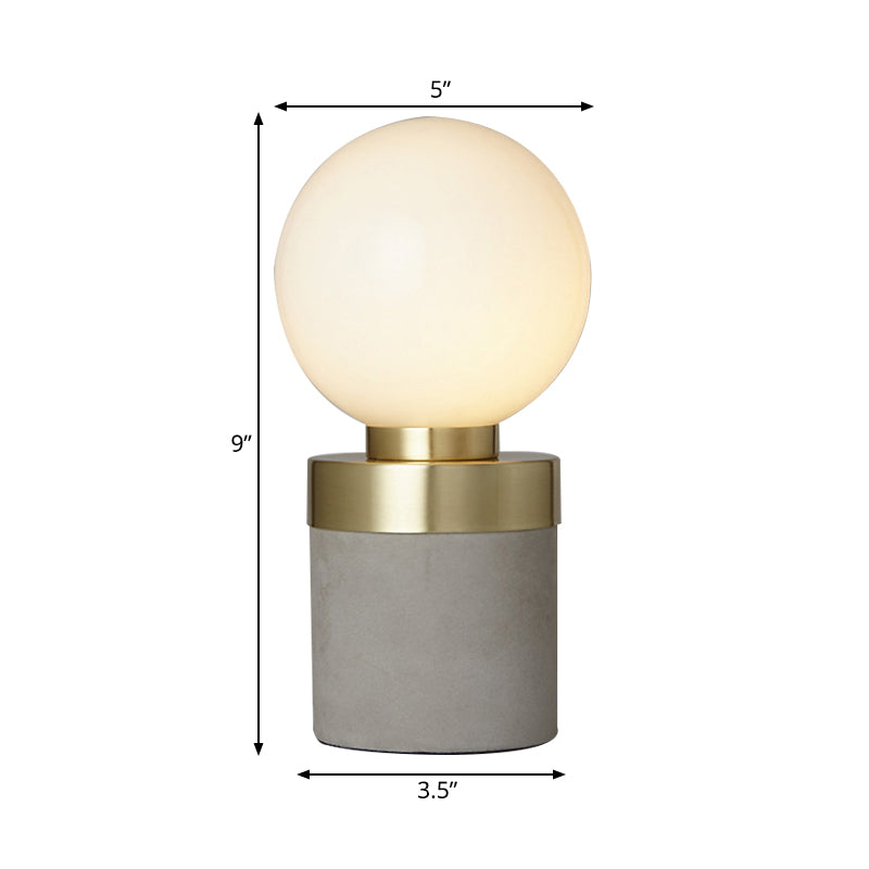 Éclairage de table en verre givré mondial Élevant 1 lampe de table gris clair avec base de cylindre de ciment