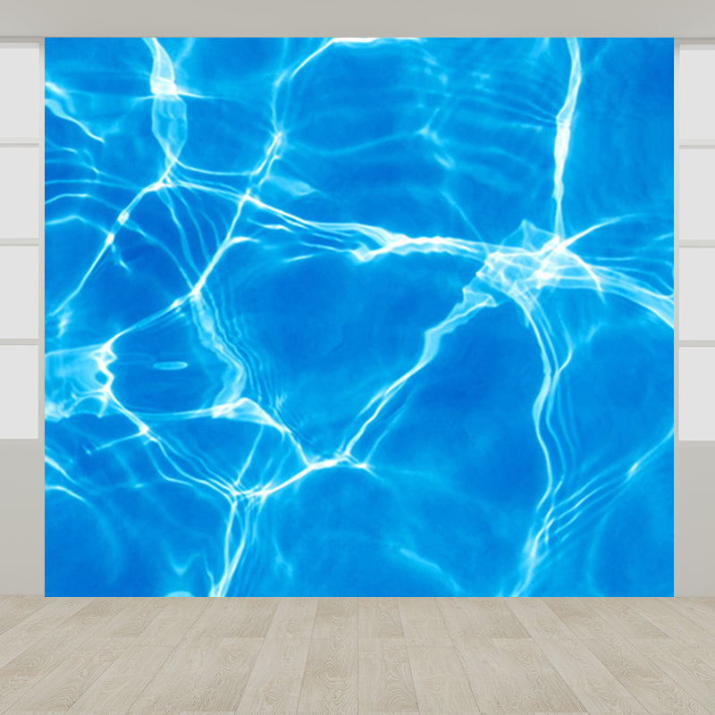 Kids Style Sparkling Brine Mural Blue Waterproofing Wall Decor for Children Bedroom