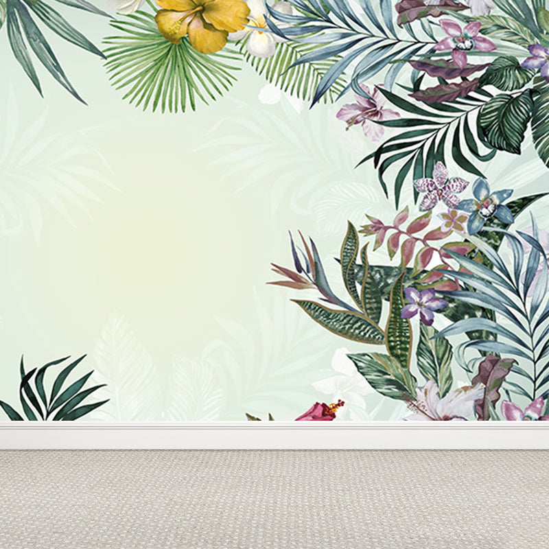 Tropical Teenagers Mural Decal Natural Botanical Scenery Pastel Color Wall Decor