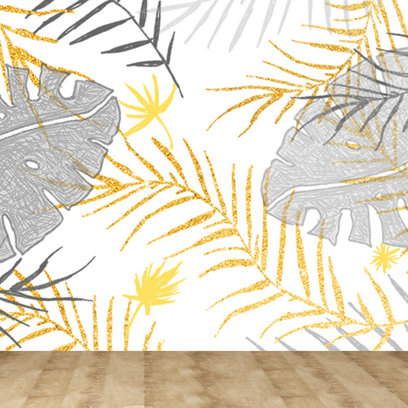 Papier peint Mural Tropical couleur Pastel, énormes feuilles de palmier, décoration murale pour salon