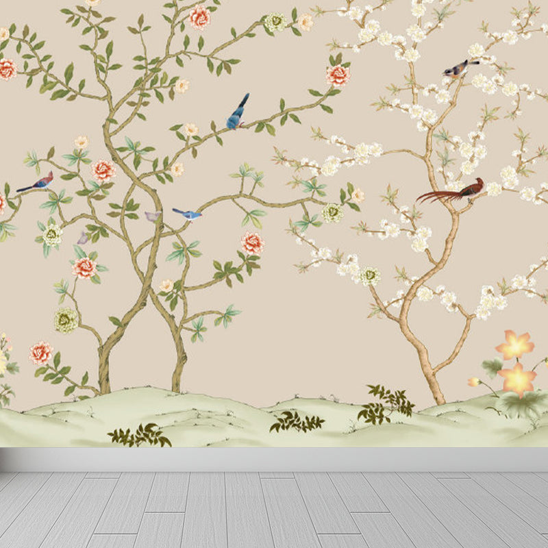 Large Flower Tree Mural Wallpaper Modern Luxuriant Botanical Wall Decor in Green