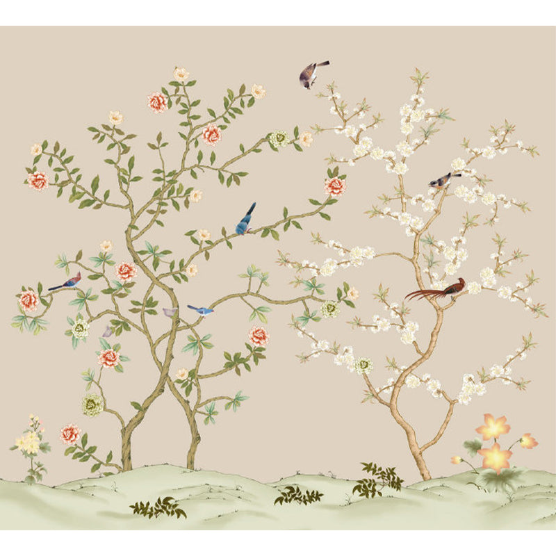 Large Flower Tree Mural Wallpaper Modern Luxuriant Botanical Wall Decor in Green