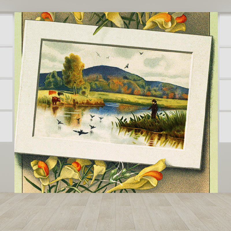 Waterproofing Floral Printed Mural Decal Modern Non-Woven Wall Decor, Custom Printed