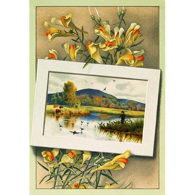 Waterproofing Floral Printed Mural Decal Modern Non-Woven Wall Decor, Custom Printed