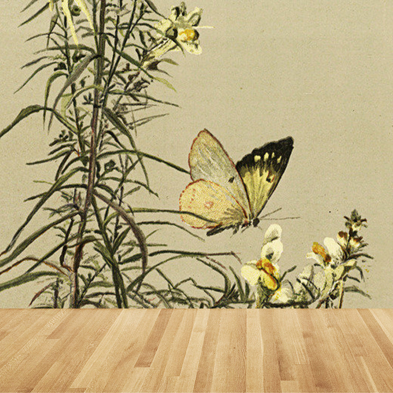 Extra Large Botanical Mural Brown Non-Woven Wall Art for Indoor Decor, Custom Printed