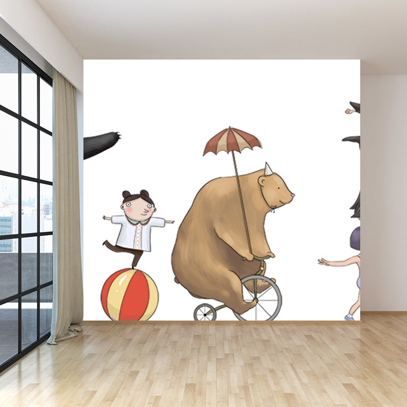 Large Cartoon Wall Mural Decal Soft Color Animal Pattern Wall Covering, Custom Made