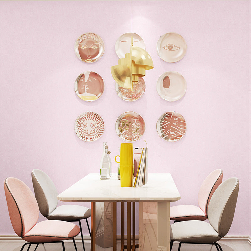 Contemporary Solid Color Wallpaper Soft Waterproofing Wall Decor for Dining Room