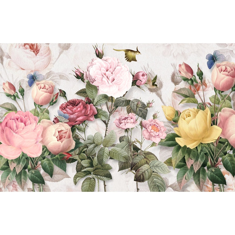Big Bloom Peony Wallpaper Mural Modernism Beautiful Flower Wall Covering in Pink