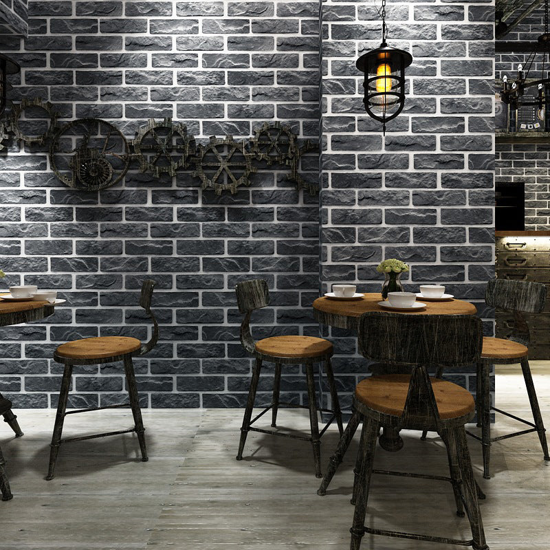 Cyberpunk Brick Tile Wallpaper Roll for Restaurant 31' L x 20.5" W Wall Art in Dark Color