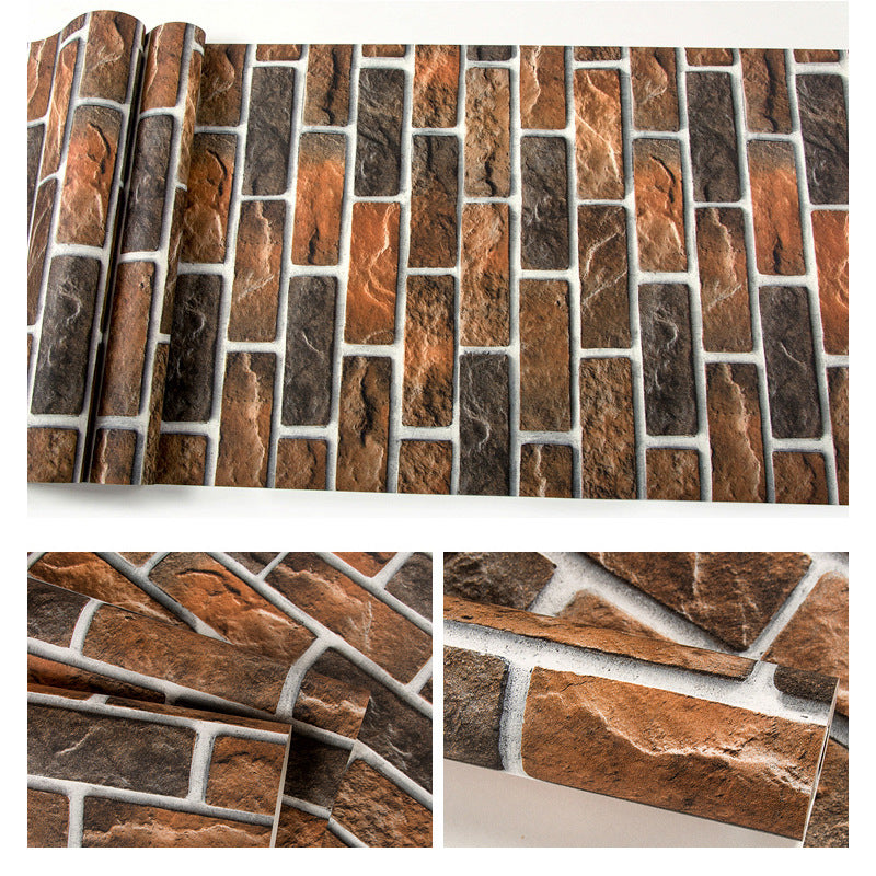 Cyberpunk Brick Tile Wallpaper Roll for Restaurant 31' L x 20.5" W Wall Art in Dark Color