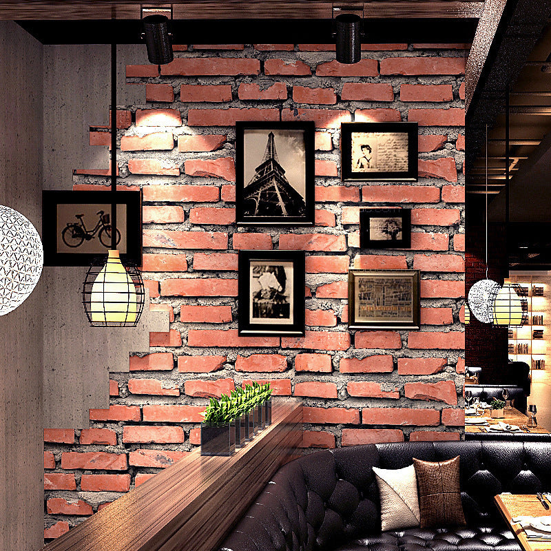 Washable Brick-and-Mortar Wallpaper 54.2-sq ft Industrial Wall Decor for Snack Bar