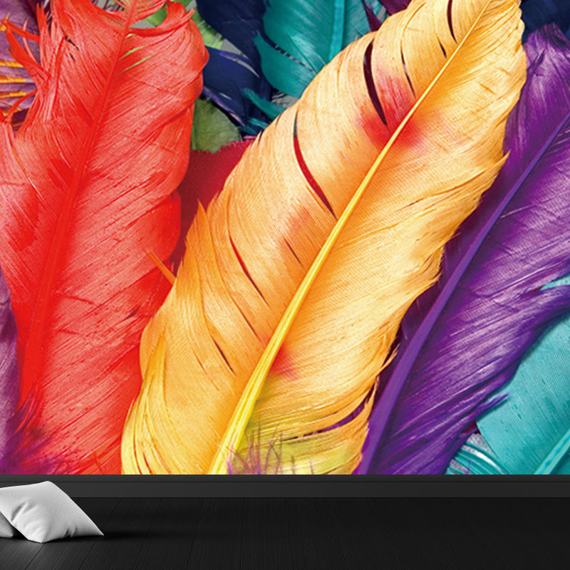 Extra Large Feather Mural Light Color Non-Woven Wall Art for Home Decor, Personalized