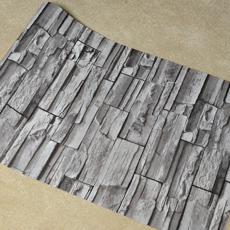 Country Fake Brick Wallpaper Roll for Living Room 33' x 20.5" Wall Decor in Grey