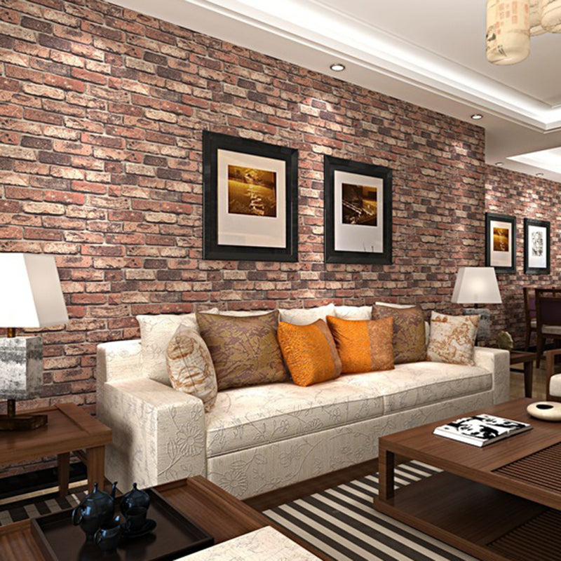 Brick Print Wallpaper Roll Dark Color Industrial-Style Wall Art for House Interior