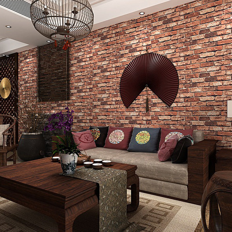 Brick Print Wallpaper Roll Dark Color Industrial-Style Wall Art for House Interior