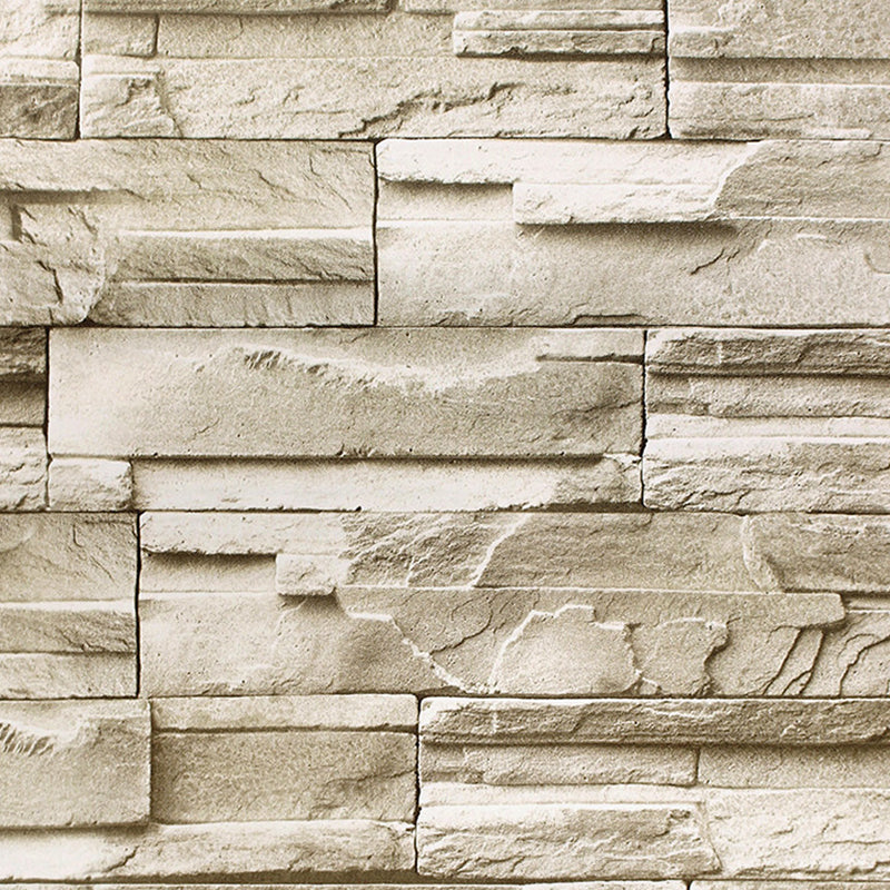 Removable Faux Rock Brick Wallpaper Industrial PVC Wall Covering, 19.5' L x 17.5" W