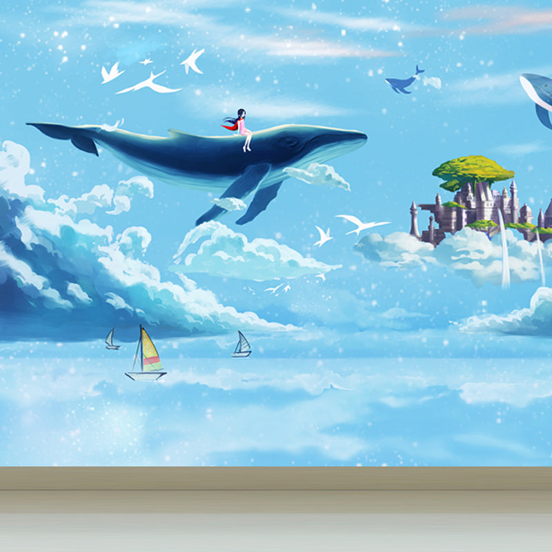 Dreamy Wonderland Wallpaper Mural Girls Room Cartoon Scene Wall Covering, Custom Size