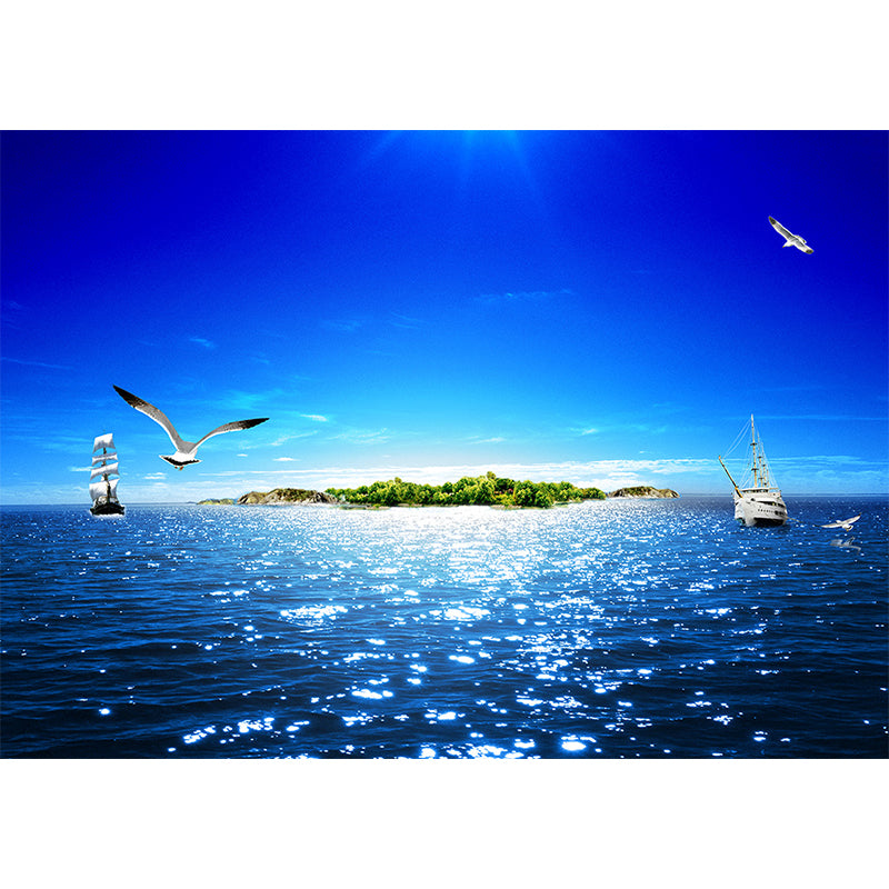 Tropical Ocean Animals Wall Mural Blue Water-Proof Wall Decor for House Interior