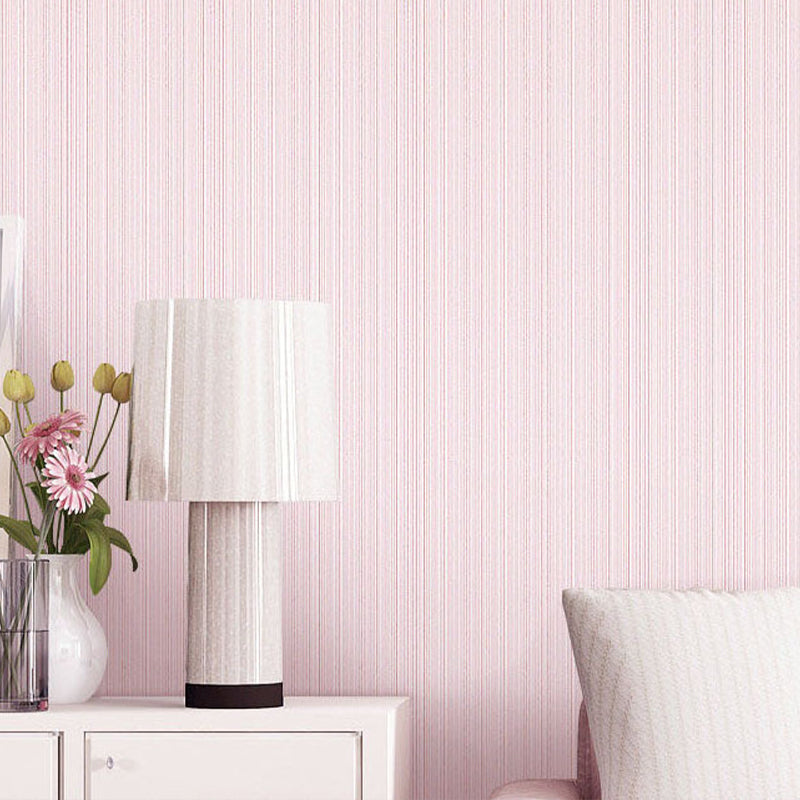 Soft Color Plain Wallpaper Ticking Stripes Modern Waterproofing Wall Decor for Room