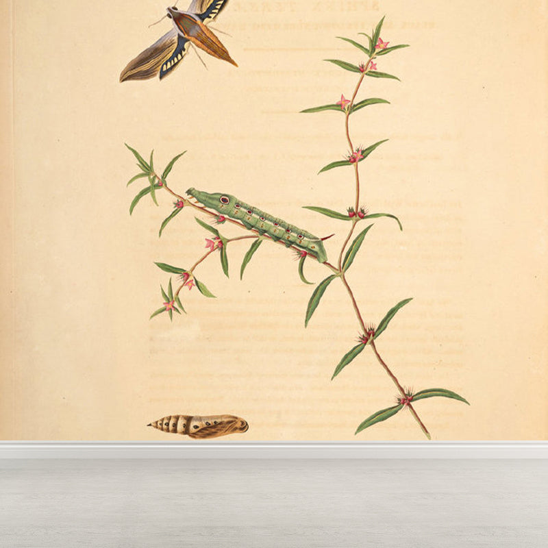 Extra Large Botanical Mural Beige Non-Woven Wall Art for Home Decor, Personalised