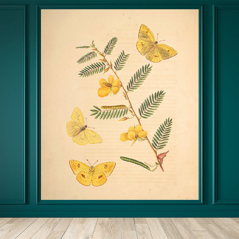 Extra Large Botanical Mural Beige Non-Woven Wall Art for Home Decor, Personalised