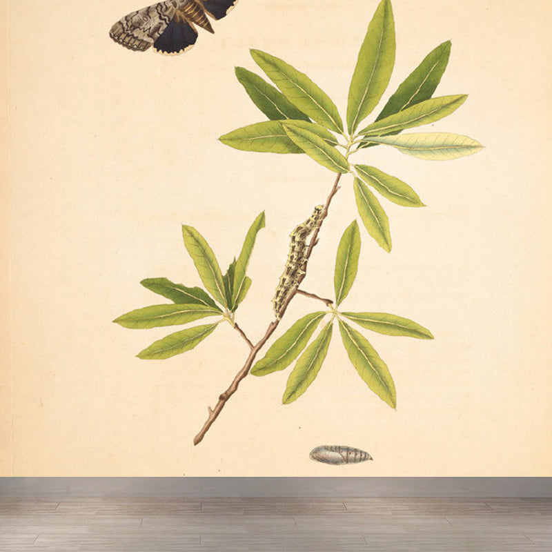 Beige Tree Branch Mural Wallpaper Botanical Contemporary Stain Resistant Wall Art