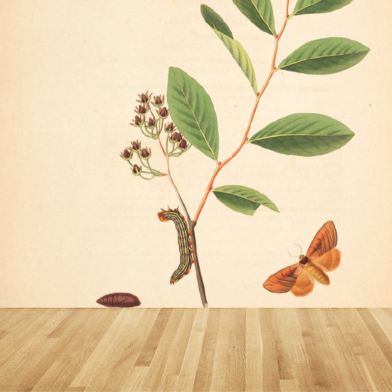 Beige Tree Branch Mural Wallpaper Botanical Contemporary Stain Resistant Wall Art