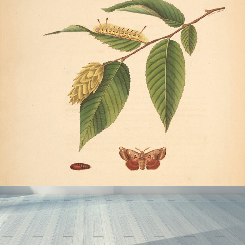 Beige Tree Branch Mural Wallpaper Botanical Contemporary Stain Resistant Wall Art