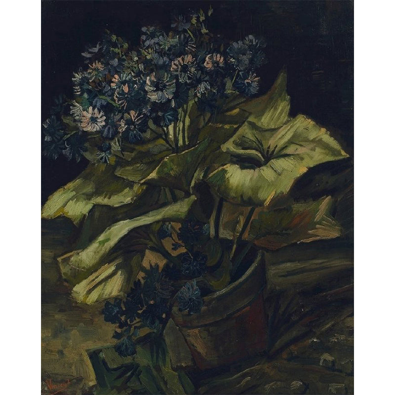 Relaxing Pot Flower Wall Mural for Dining Room Illustration Wall Decor, Customized